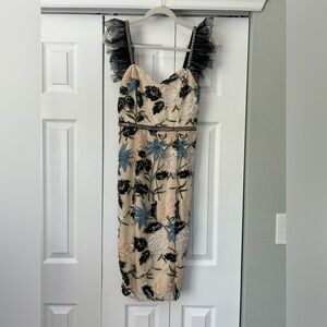 Lulu’s Cream Embroidered Bodycon Mini